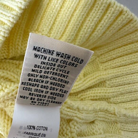 LL Bean Cable Knit Sweater Small Yellow - Picture 5 of 8